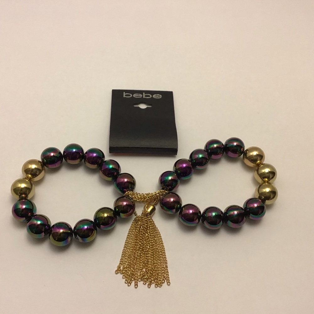 BeBe Double Strand Beaded Stretch Bracelet - Picture 4 of 5